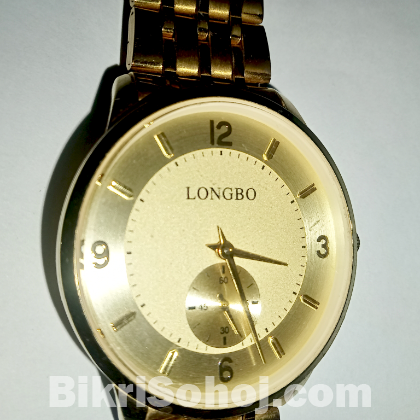 Longbo Men's Gold Tone Analog Watch— Sub-dial
